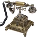 Miniatyrbillede 4 af 4: Vintage roterende telefon, elegant bronzedesign, holdbar harpiks og zinklegering, klar lydkvalitet.