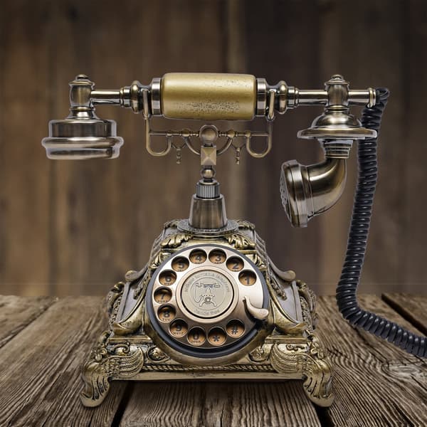 Vintage snurrskivetelefon, trådbunden design, högkvalitativt resin och zinklegering