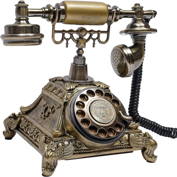Europæisk stil retro telefon, skrivebords roterende antik telefon, dekorativ accent,Guld