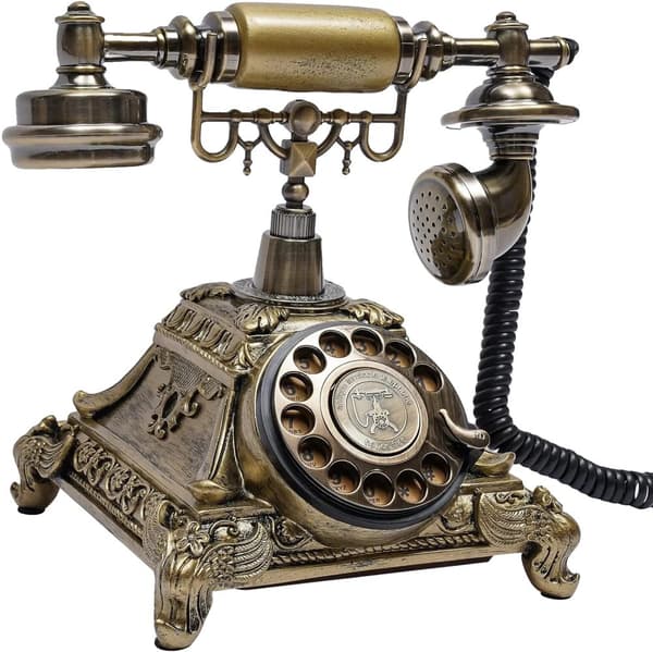 Europæisk stil retro telefon, skrivebords roterende antik telefon, dekorativ accent,Guld