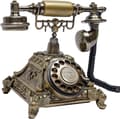 Miniatyrbillede 1 af 2: Europæisk stil retro telefon, skrivebords roterende antik telefon, dekorativ accent,Guld