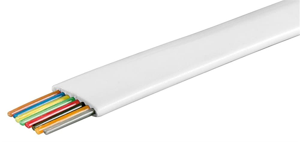 Platt telefonkabel 8-ledare, 100 m-rulle, AWG 28, CCA (kopparlaminerat aluminium)
