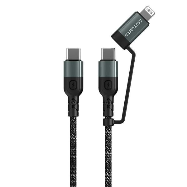Kabel 2 i 1 Lightning + USB-C Charge Transfer 25 cm 4Smarts ComboCord CL Svart