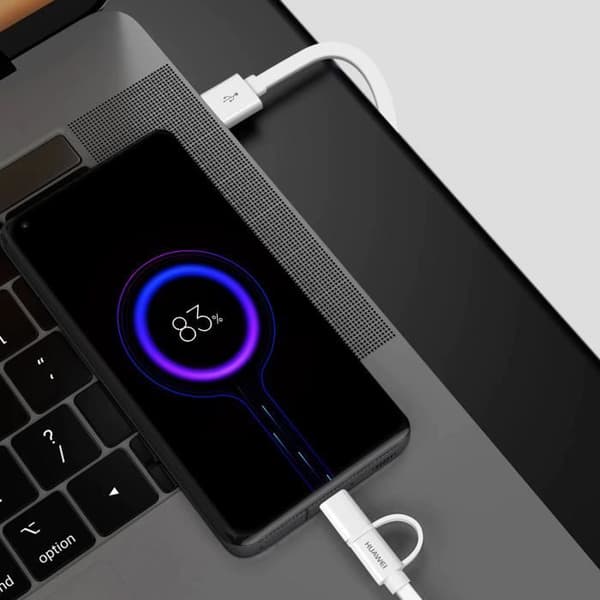 Kabel 2 i 1 mikro-USB / USB-C Laddningssynkronisering 1,5 m Original Huawei Vit