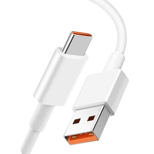USB till USB-C-kabel Intensitet 6A Laddning och synkronisering 1m Xiaomi Vit