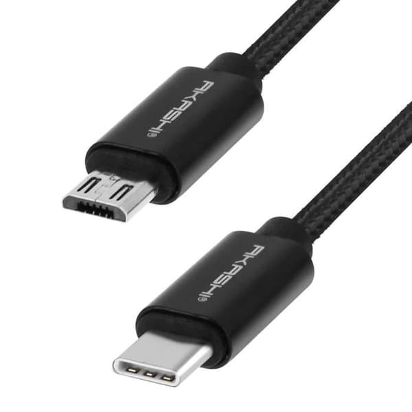 USB typ C till Micro-USB-kabel - Överför och ladda - Akashi 1m Svart