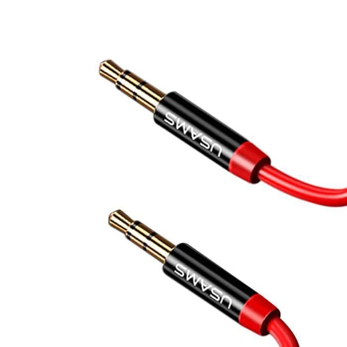 Ljudjack 3,5 mm hane-hane extrakabel Smartphone hörlurar Usams Röd