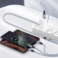 Miniatyrbild 3 av 4: 3-i-1 USB-kabel till USB-C Micro-USB och Lightning Quick Charge 2m flätad nylongrå