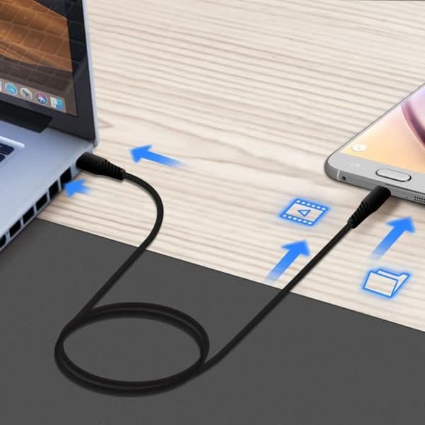 USB-C till Micro-USB Snabbladdning 3A 1m Swissten Svart