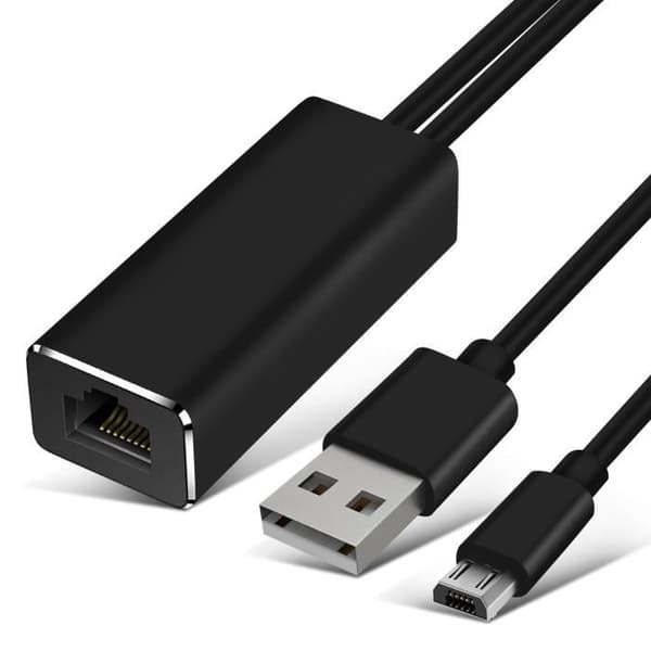 Nätverksadapter - AVIZAR - Micro-USB till Ethernet RJ45 - Hastighet 100 Mbps - Universal - Svart