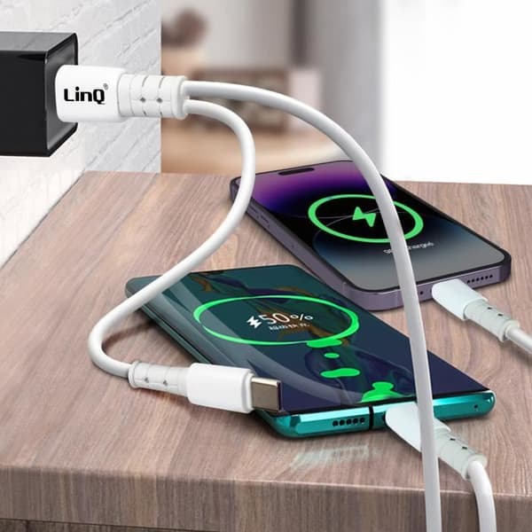 Kabel USB-A / USB-C till USB-C och Lightning Power Delivery 60W 1,2 meter LinQ