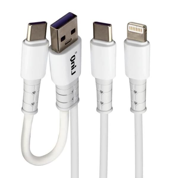 Kabel USB-A / USB-C till USB-C och Lightning Power Delivery 60W 1,2 meter LinQ