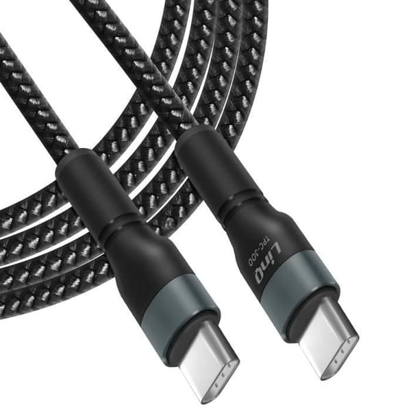 Kabel USB-C till USB-C Strömförsörjning 60W Snabbladdning Längd 3m LinQ Svart