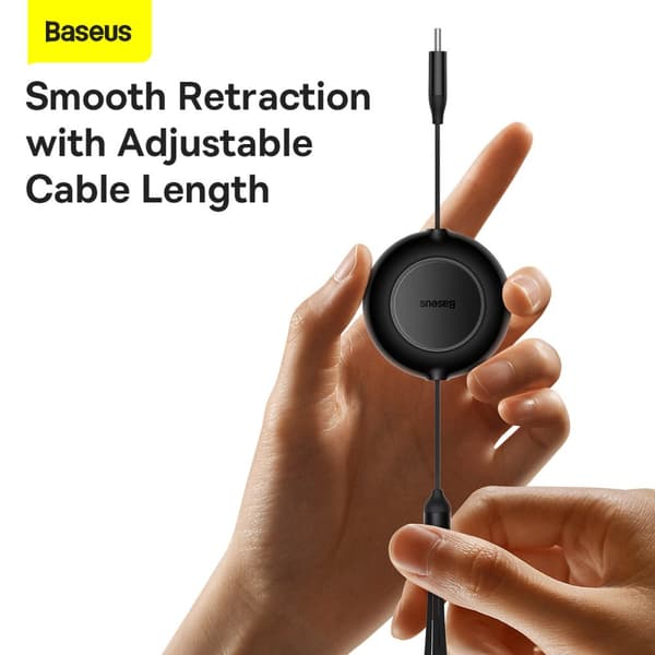 Baseus Bright Mirror 2, 3-i-1 laddkabel, Infällbar, USB-C, Lightning, Micro-USB