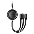 Miniatyrbild 1 av 9: Baseus Bright Mirror 2, 3-i-1 laddkabel, Infällbar, USB-C, Lightning, Micro-USB