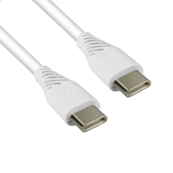 USB-C till USB-C-kabel 5A Strömförsörjning 100W Snabbladdning 2,5m Swissten White