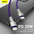 Miniatyrbilde 7 av 11: USB-C cable for Lightning Baseus Cafule, PD, 20W, 1m (green)