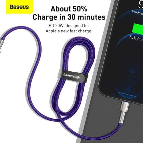USB-C cable for Lightning Baseus Cafule, PD, 20W, 1m (green)
