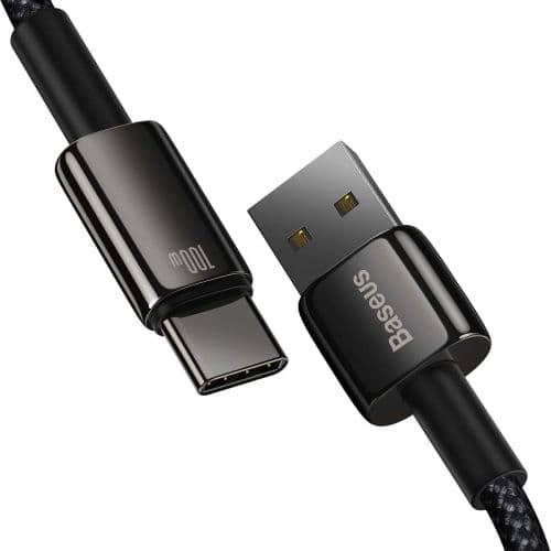 CABLU alimentare si date Baseus, Fast Charging Data Cable pt. smartphone, USB la USB Type-C (T), 100W, 480Mbps, aliaj zinc, braided(nylon),1m, negru,