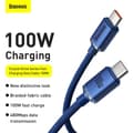 Miniatyrbilde 8 av 11: Baseus Type-C - Type-C Crystal Shine series fast charging data cable 100W 2m Blue (CAJY000703)