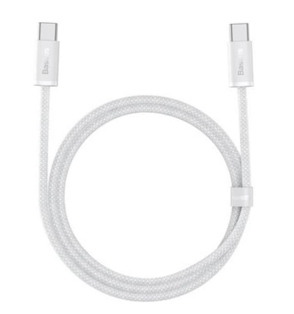 CABLU alimentare si date Baseus Dynamic, Fast Charging Data Cable pt. smartphone, USB Type-C la USB Type-C 100W, brodat, 2m, alb "CALD000302" (timbru