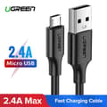 Miniatyrbild 6 av 7: CABLU alimentare si date Ugreen, "US289", Fast Charging Data Cable pt. smartphone, USB la Micro-USB, nickel plating, PVC, 1.5m, alb "60142" (timbru ve