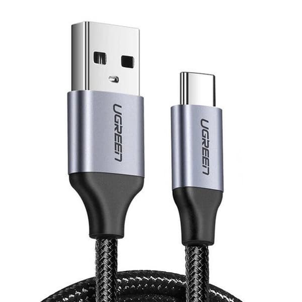 CABLU alimentare si date Ugreen, "US288", Fast Charging Data Cable pt. smartphone, USB 2.0 la USB Type-C 5V/3A, braided, 0.25m, negru "60124" (timbru
