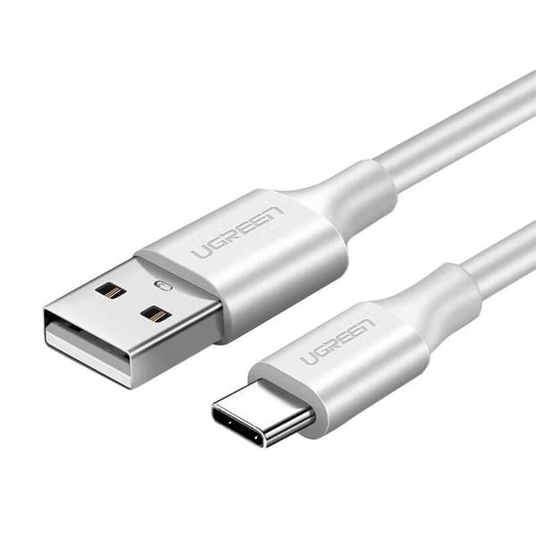 CABLU alimentare si date Ugreen, "US287", Fast Charging Data Cable pt. smartphone, USB la USB Type-C 3A, nickel plating, PVC, 1.5m, alb "60122" (timbr