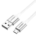 Miniatyrbild 1 av 2: CABLU alimentare si date Ugreen, "US290", Fast Charging Data Cable pt. smartphone, USB la Micro-USB, braided, 1m, alb "60151" (timbru verde 0.08 lei)