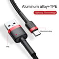 Miniatyrbilde 6 av 9: Baseus Type-C Cafule Cable 3A 1m Red + Black (CATKLF-B91)