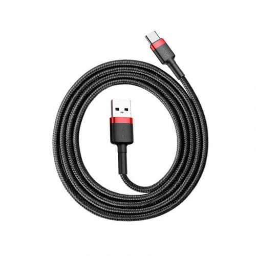 Baseus Type-C Cafule Cable 3A 1m Red + Black (CATKLF-B91)