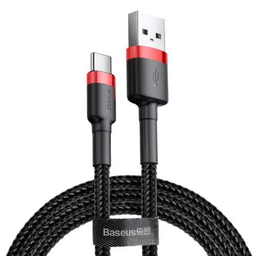 Baseus Type-C Cafule Cable 3A 1m Red + Black (CATKLF-B91)
