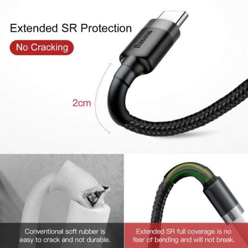 USB-C cable Baseus Cafule 3A 1m (gray & black)