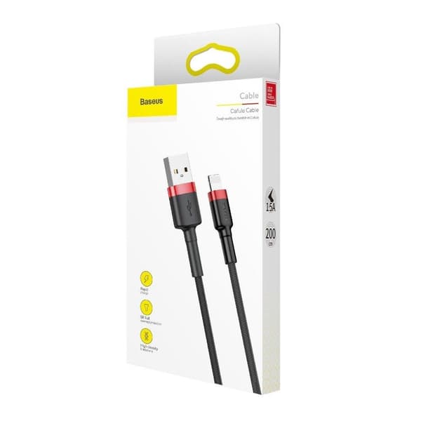 Lightning USB Cable Baseus Cafule 1.5A 2m (black & red)