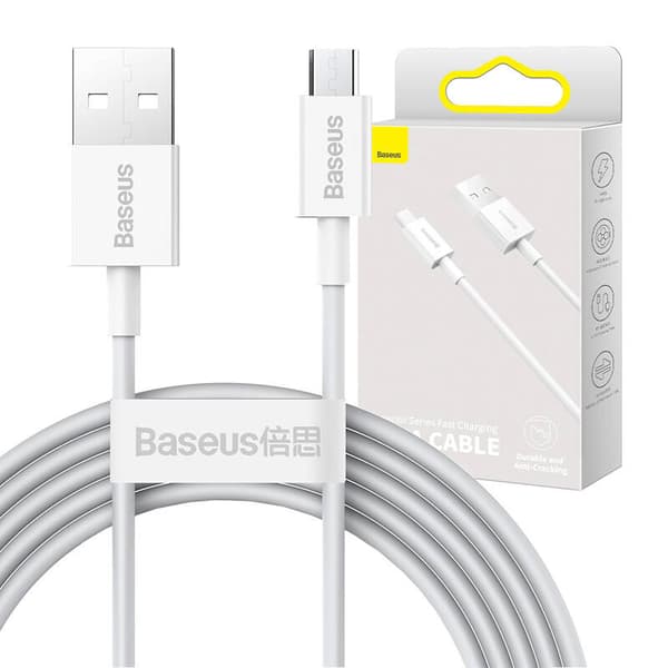 CABLU alimentare si date Baseus Superior, Fast Charging Data Cable pt. smartphone, USB la Micro-USB 2A, 2m, alb "CAMYS-A02" (timbru verde 0.08 lei) -