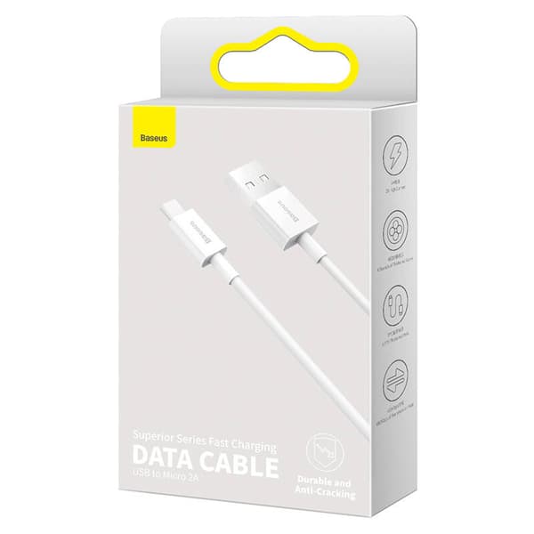 CABLU alimentare si date Baseus Superior, Fast Charging Data Cable pt. smartphone, USB la Micro-USB 2A, 2m, alb "CAMYS-A02" (timbru verde 0.08 lei) -