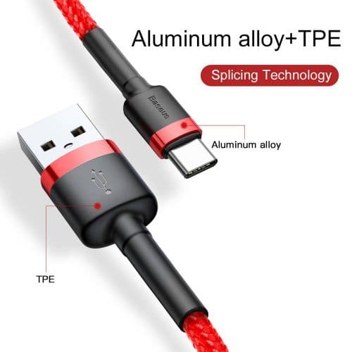 Baseus CATKLF-U09 mobile phone cable Black, Red 3 m USB A USB C