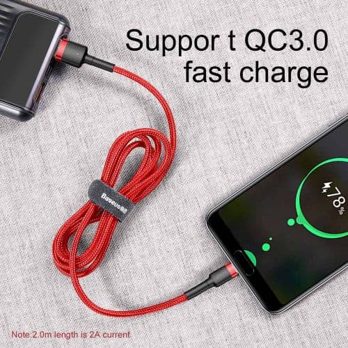 Baseus CATKLF-U09 mobile phone cable Black, Red 3 m USB A USB C