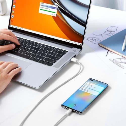 CABLU alimentare si date Baseus Dynamic, Fast Charging Data Cable pt. smartphone, USB la USB Type-C 100W, brodat, 1m, alb "CALD000602" (timbru verde 0
