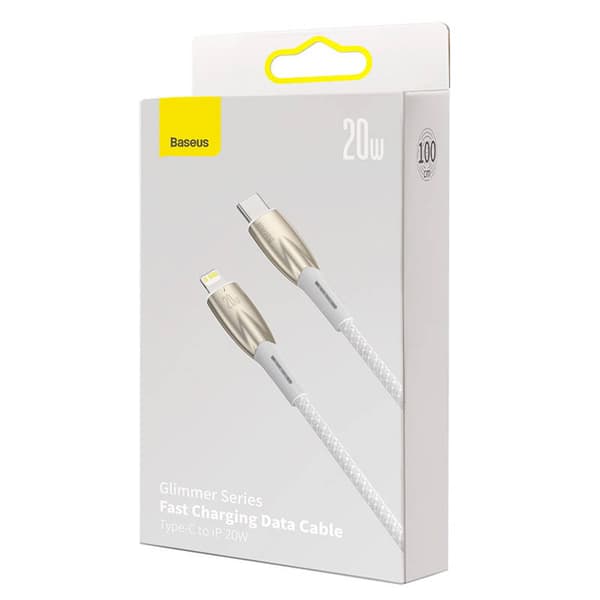 USB-C cable for Lightning Baseus Glimmer Series, 20W, 1m (White)