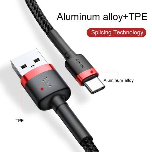 Baseus Type-C Cafule cable 2A, 3m Red/Black (CATKLF-U91)