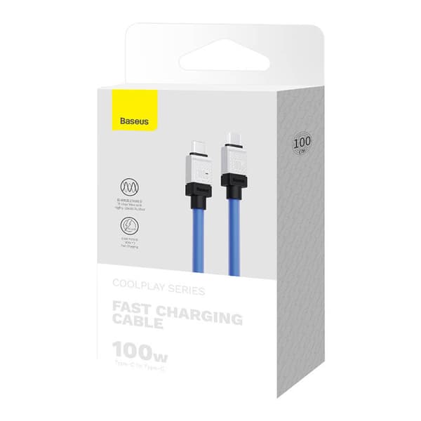 CABLU alimentare si date Baseus CoolPlay, Fast Charging Data Cable pt. smartphone, USB Type-C la USB Type-C 100W, 1m, albastru "CAKW000203" (timbru ve