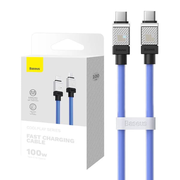 CABLU alimentare si date Baseus CoolPlay, Fast Charging Data Cable pt. smartphone, USB Type-C la USB Type-C 100W, 1m, albastru "CAKW000203" (timbru ve