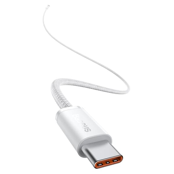 CABLU alimentare si date Baseus Dynamic, Fast Charging Data Cable pt. smartphone, USB Type-C la USB Type-C PD 100W, braided, 1m, alb "CALD000202" (tim