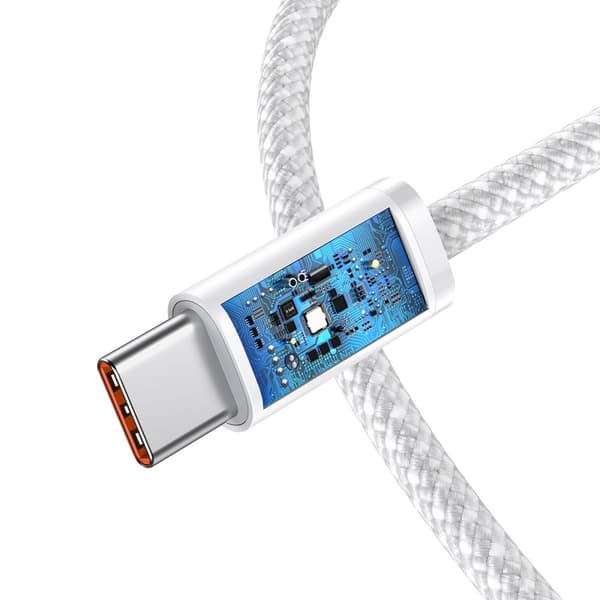 CABLU alimentare si date Baseus Dynamic, Fast Charging Data Cable pt. smartphone, USB Type-C la USB Type-C PD 100W, braided, 1m, alb "CALD000202" (tim