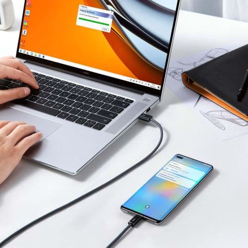 CABLU alimentare si date Baseus, Dynamic Fast Charging Data Cable pt. smartphone, USB (T) la USB Type-C (T), 100W, braided, 2m, gri, "CALD000716" (inc