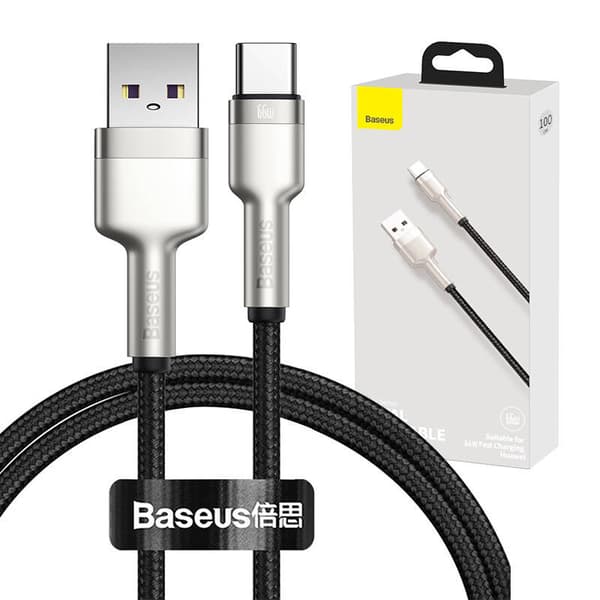 CABLU alimentare si date Baseus Cafule Series, Fast Charging Data Cable pt. smartphone, USB la USB Type-C 66W, braided, 1m, negru "CAKF000101" (timbru