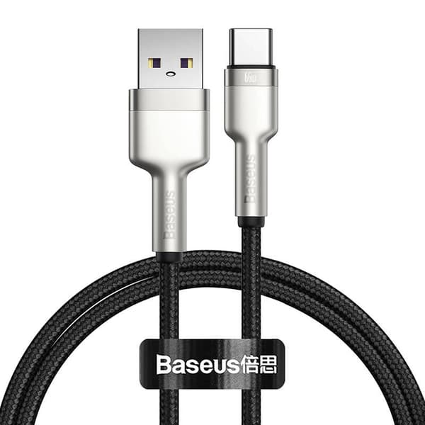 CABLU alimentare si date Baseus Cafule Series, Fast Charging Data Cable pt. smartphone, USB la USB Type-C 66W, braided, 1m, negru "CAKF000101" (timbru