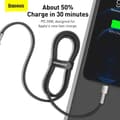 Miniatyrbillede 7 af 11: Baseus Type-C - Lightning Cafule Series Metal data cable PD 20W 1m Black (CATLJK-A01)