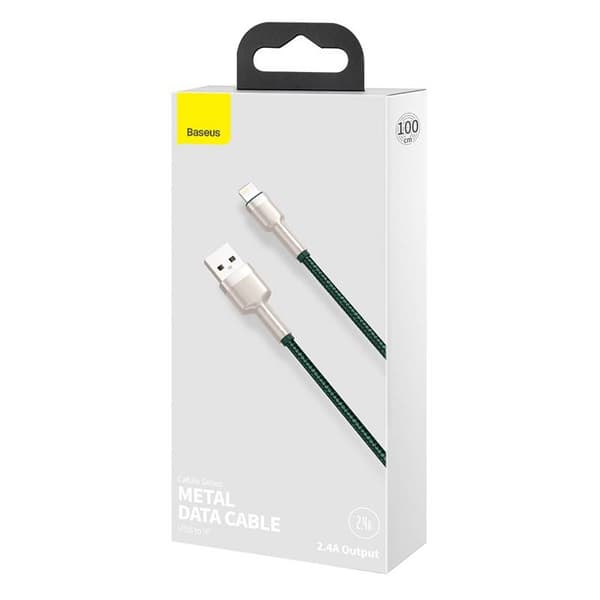 CABLU alimentare si date Baseus Cafule Metal, Fast Charging Data Cable pt. smartphone, USB la Lightning Iphone 2.4A, braided, 1m, verde "CALJK-A06" (t